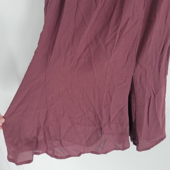Flax Red Grey Plaid Elastic Waist Midi Skirt 4-6 - Picture 5 of 9
